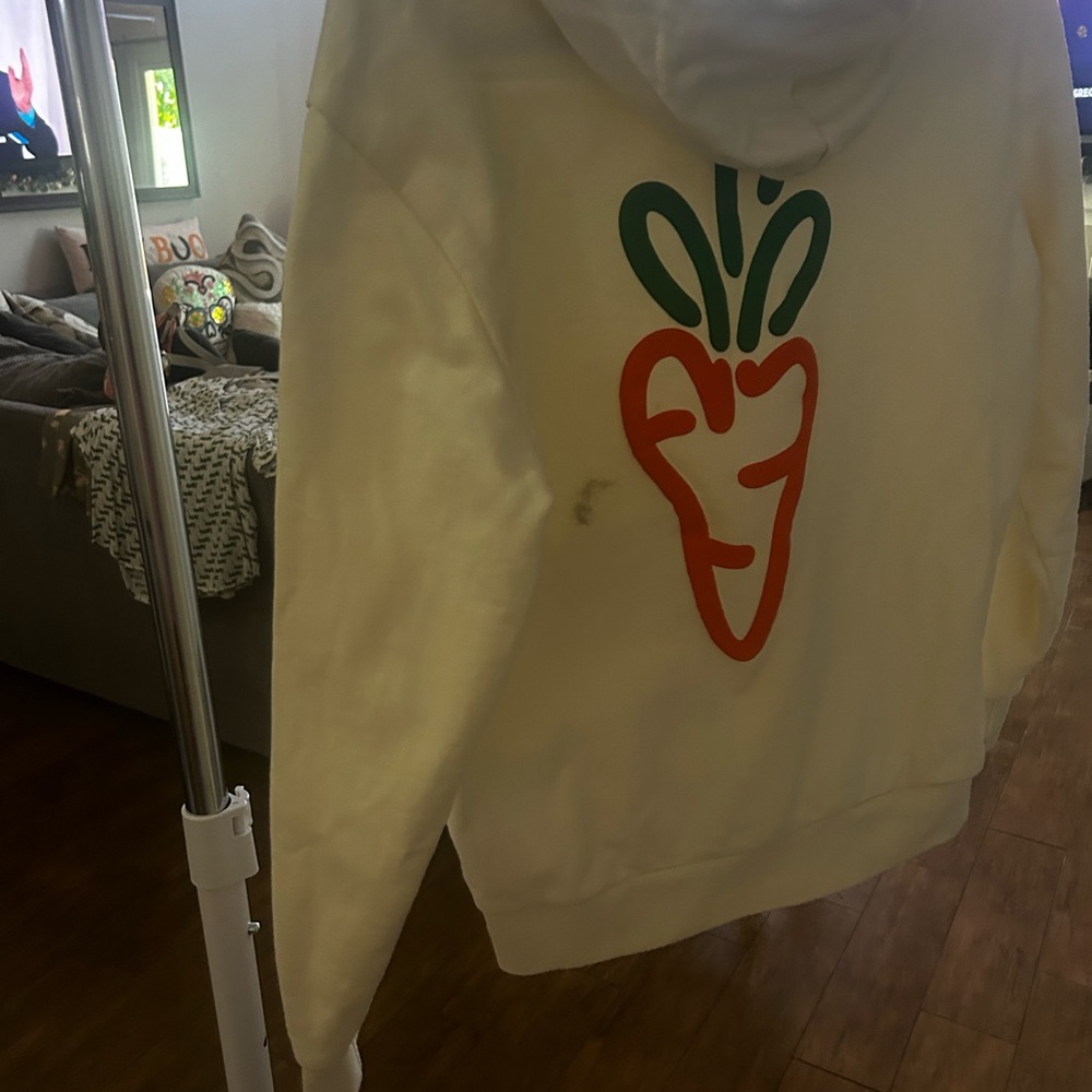 White Hoodie with Carrot Design! New!